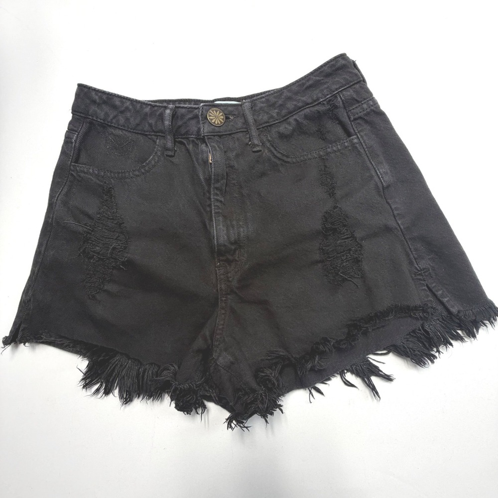 Show Me Your Mumu Black Distressed Denim Cutoff Shorts Size‎ 26 Festival